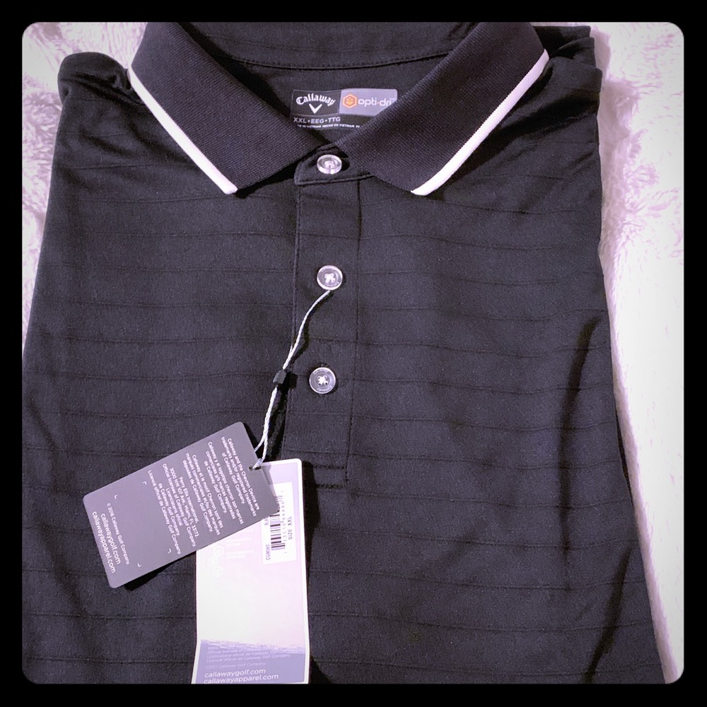 Callaway Men's black & white gold polo! New!